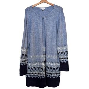 Christopher & Banks Blue Patterned Women's Cardigan Sweater Sz XL
